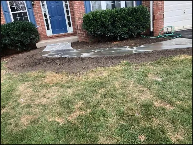 Flagstone entrance walkway — side view