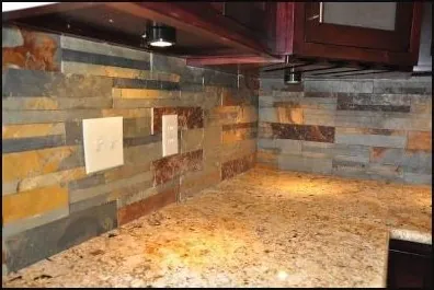 Slate mosaic backsplash